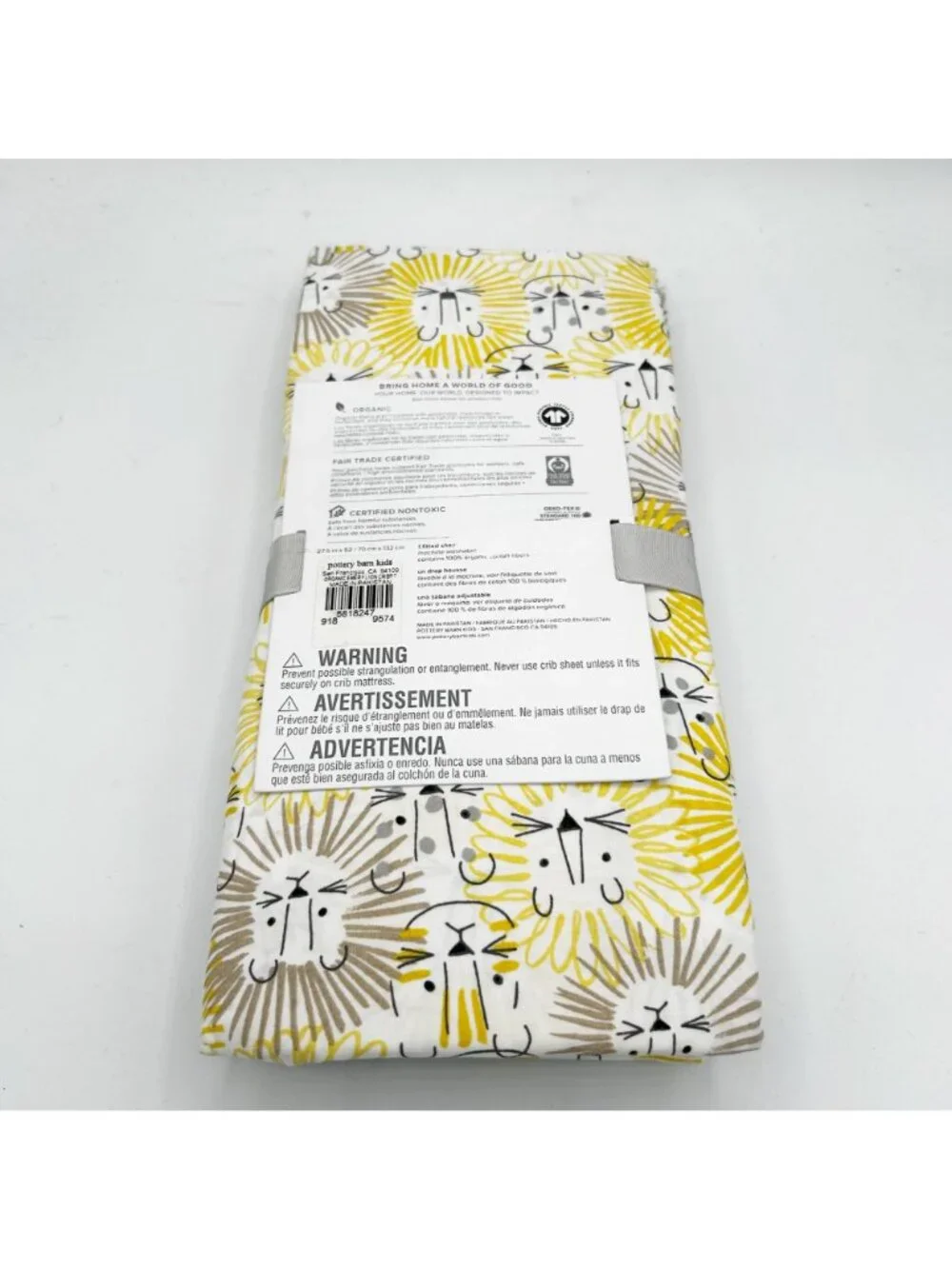 NEW Pottery Barn Baby Crib Sheet Emery Lion Organic Cotton